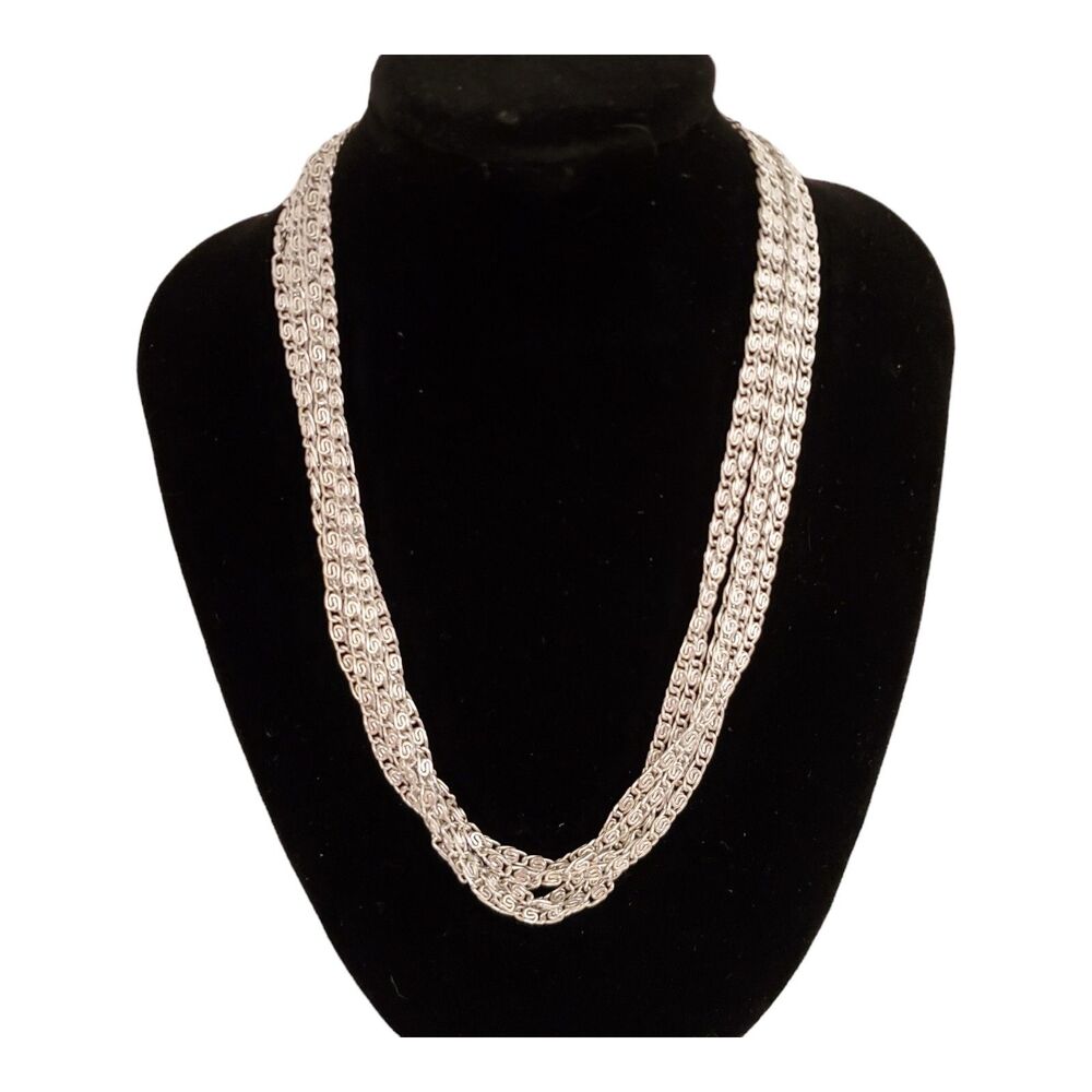 Vintage Sarah Coventry Necklace Silver Tone Six Strand Chain 14" with Velvet Box